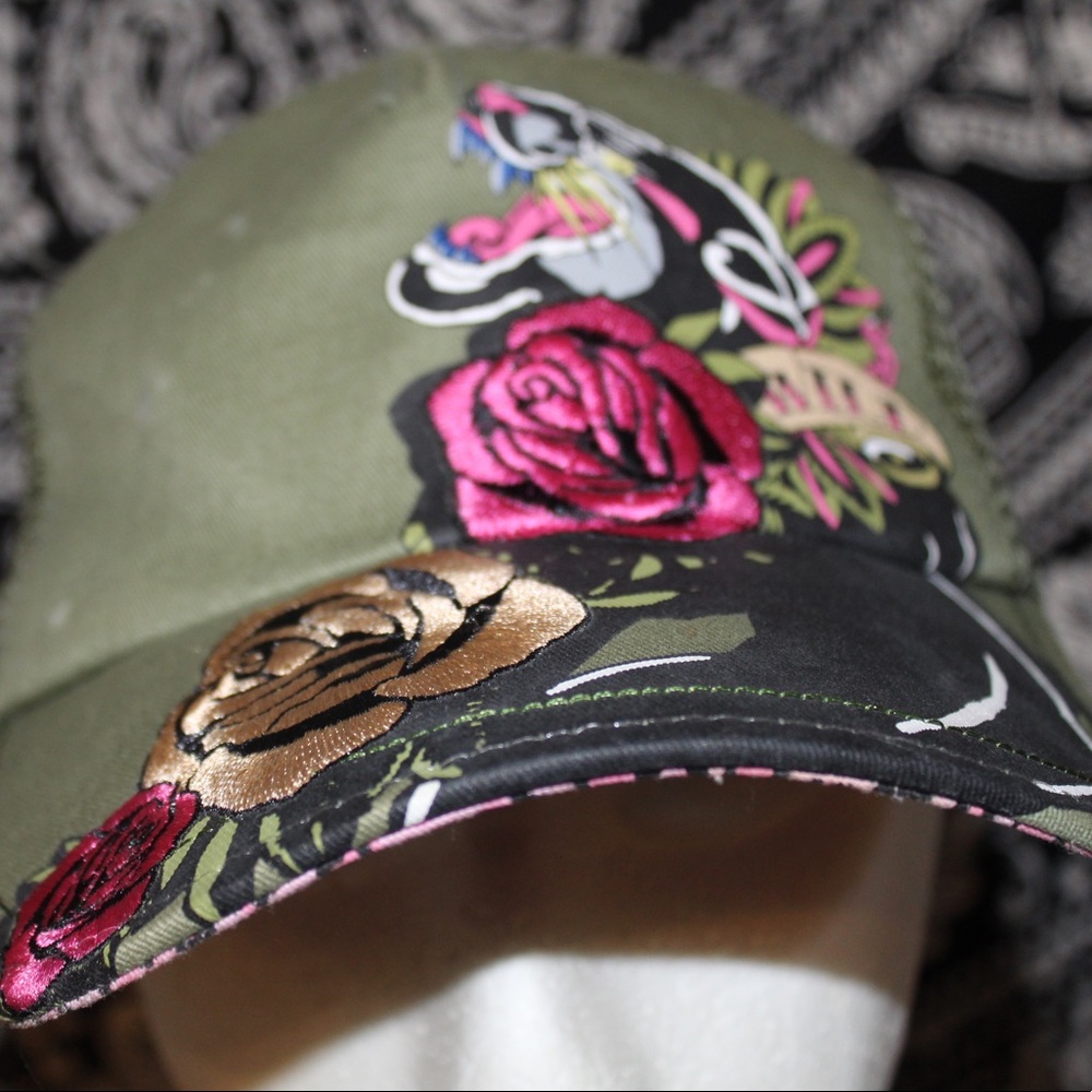 Army Green Flower Baseball Cap